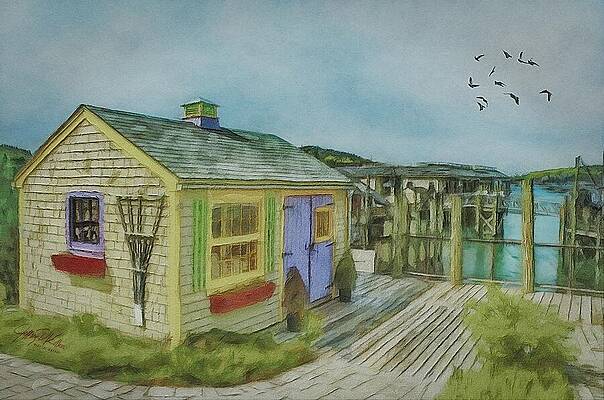 Colorful Coastal Cabin by the Sea Wall Art