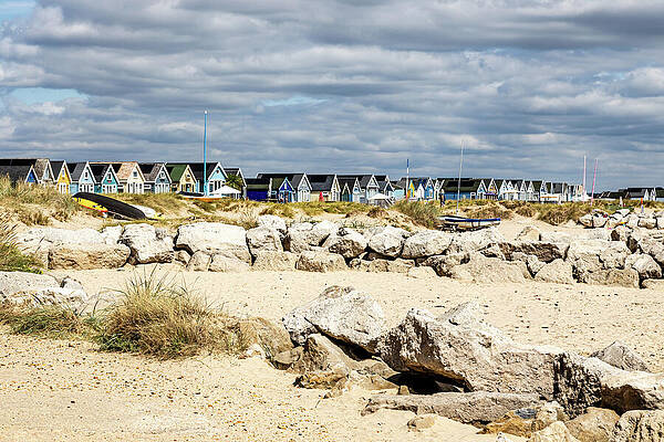 Wall Art featuring the photograph Colorful Beach Huts At Hengistbury Head by Shirley Mitchell