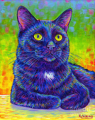 Painting - Colorful Black Cat Portrait by Rebecca Wang