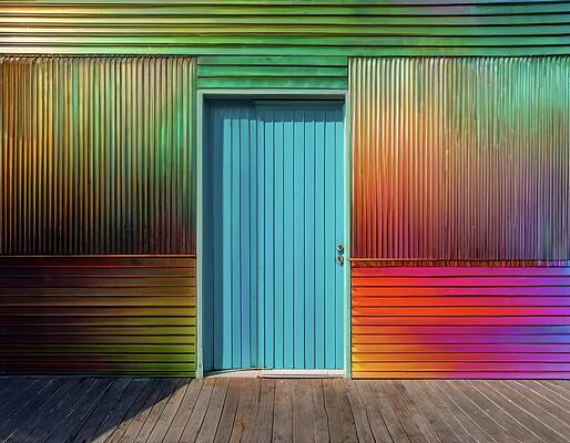 Colorful Digital Art - Colorful Building With Unpainted Deck by Eris And AI