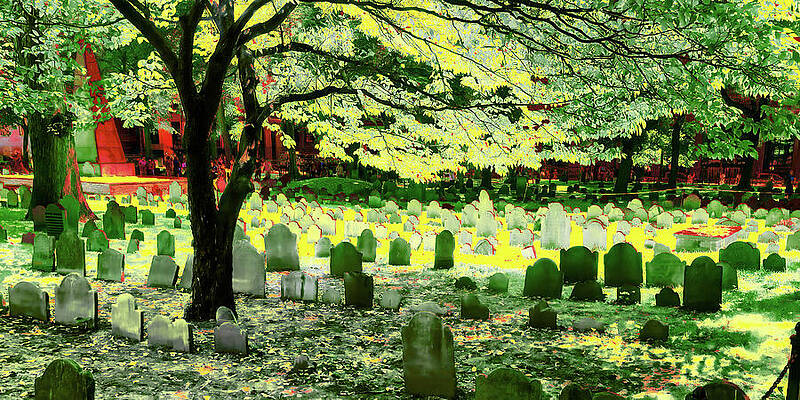 Colorful Cemetery Scene Wall Art