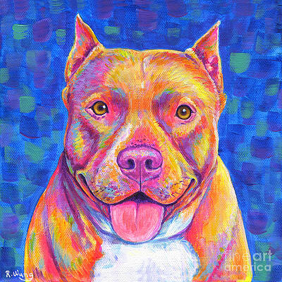 Painting - Colorful Pitbull Dog by Rebecca Wang