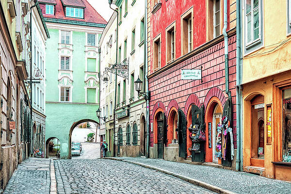 Colorful Historic Street in European City Wall Art