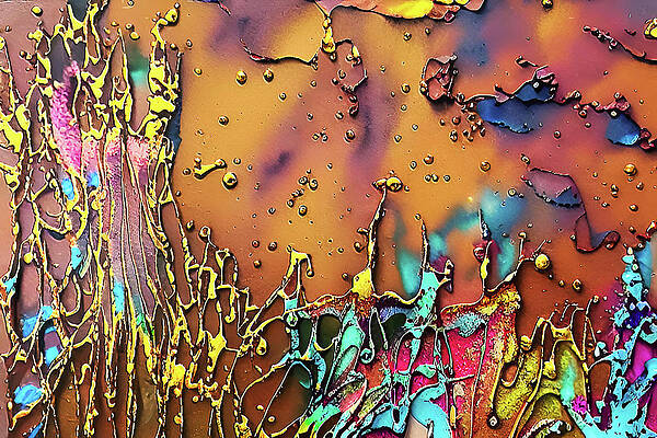 Wall Art featuring the mixed media Colorful Dry Weeds On Copper - Digital Art by Tatiana Travelways