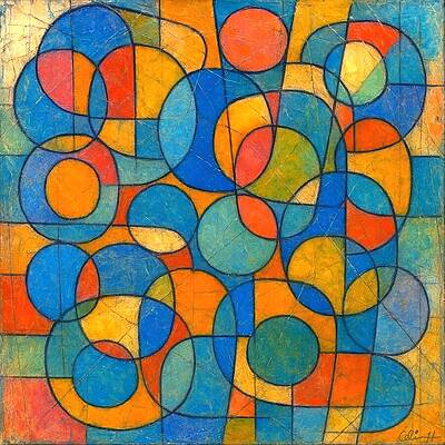 Colorful Geometric Circle Pattern Wall Art