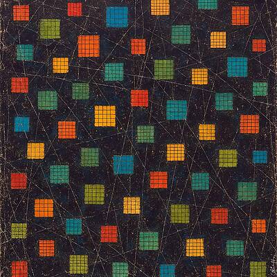 Colorful Geometric Grid Pattern Wall Art