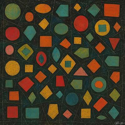 Colorful Geometric Shapes Arrangement Wall Art