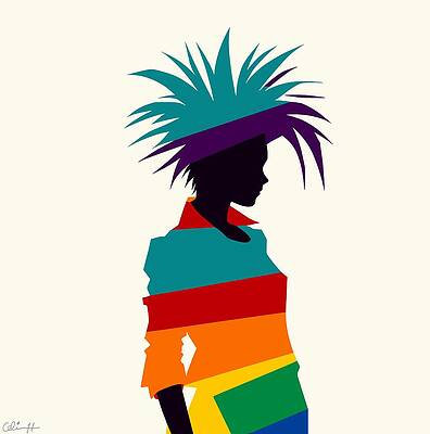 Colorful Silhouette with Spiky Hair Wall Art