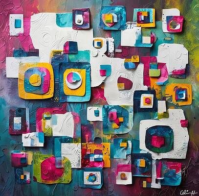 Colorful Geometric Abstract Composition Wall Art
