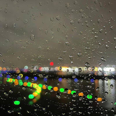 Photograph - Colorful Lights On Rainy Runway by Decoris Art