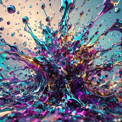 Colorful Liquid Explosion Wall Art