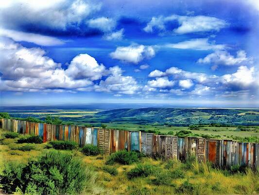 Sky Digital Art - Colorful Metal Fence by Eris And AI