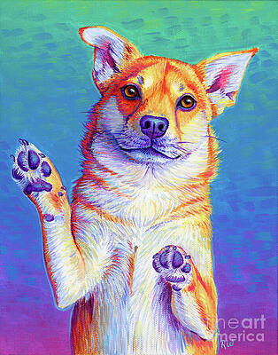 Colorful Pug Chihuahua Mix Dog by Rebecca Wang