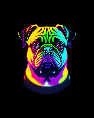 Design Digital Art - Colorful Rainbow Pug by Flippin Sweet Gear