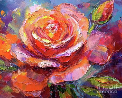 Summer Digital Art - Colorful Rose by Macro Abundance