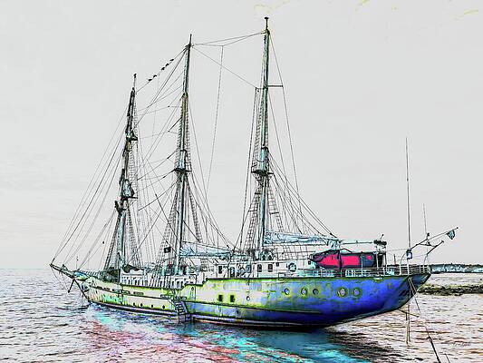 Colorful Sailing Ship at Sea Wall Art