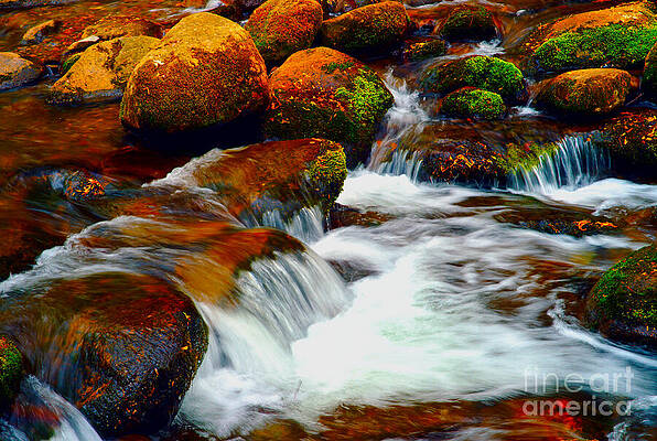 Colorful River Stones and Flowing Water Photograph