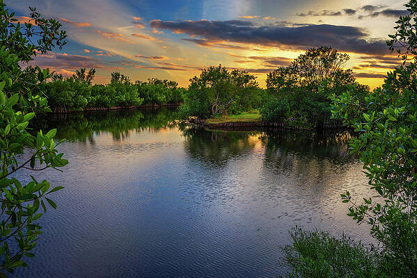Summer Wall Art featuring the photograph Colorful Sunset Over A Lake In Everglades National Park, Florida by Miroslav Liska