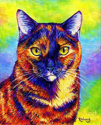Painting - Colorful Tortoiseshell Cat by Rebecca Wang