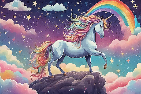 Digital Art - Colorful Unicorn by The Luxury Art Collection