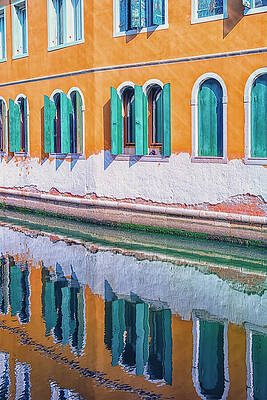 Colorful Venetian Building Reflection Photograph