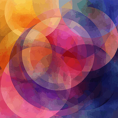 Wall Art featuring the digital art Colour Circles Refraction One by Printed View