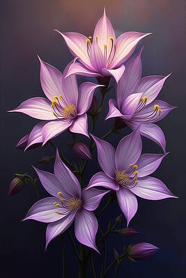 Elegant Lilies in Bloom Digital Art