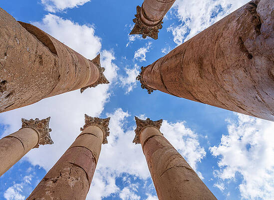Roman Columns Against Blue Sky Wall Art