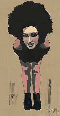Woman in Black with Afro Wall Art