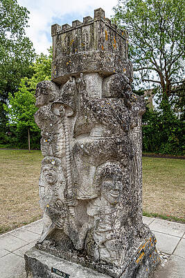 Stone Sculpture with Historical Figures Wall Art