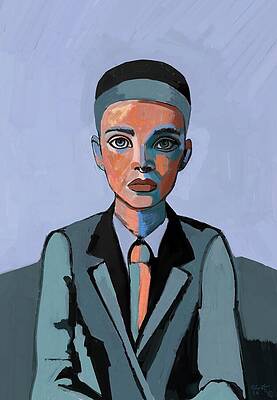 Stylized Portrait in Suit and Tie Wall Art