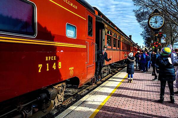 Vintage Train at Busy Station Photograph