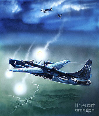 Airplane Wall Art featuring the painting Consolidated PB4Y-2 Privateer by Steve Ferguson