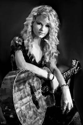 Black And White Digital Art - Taylor Swift, August by Gradify Creations
