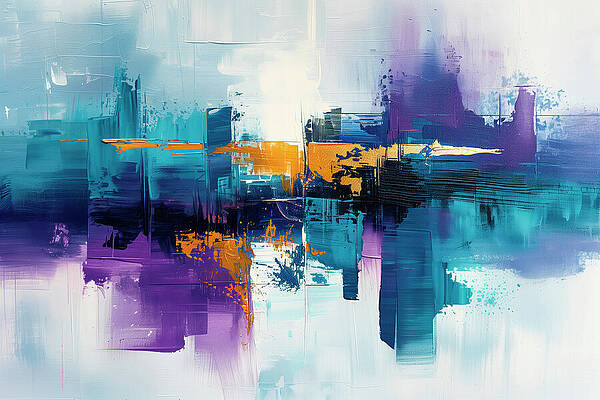 Collection Wall Art featuring the digital art Contemporart - Manhattan Blue III by Philippe HUGONNARD