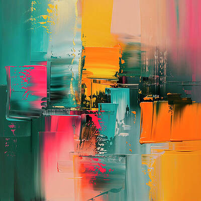 Vibrant Wall Art featuring the digital art Contemporart - Medley III by Philippe HUGONNARD