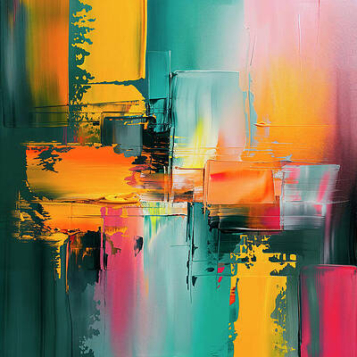 Vibrant Wall Art featuring the digital art Contemporart - Medley V by Philippe HUGONNARD