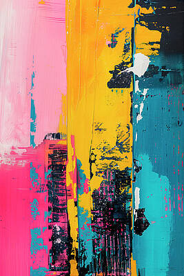 Vibrant Wall Art featuring the digital art Contemporart - Memphis III by Philippe HUGONNARD