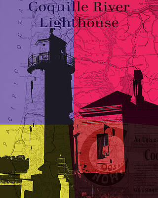 Coquille River Lighthouse Art Wall Art
