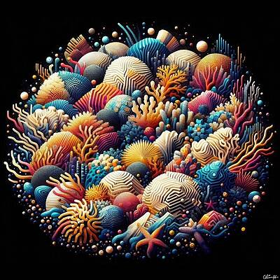 Intricate Digital Art - Coral Reef #10 by Colin Hardman