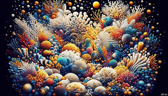 Intricate Digital Art - Coral Reef #4 by Colin Hardman