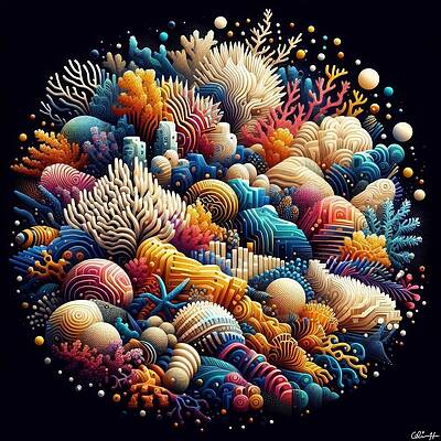 Intricate Digital Art - Coral Reef #9 by Colin Hardman