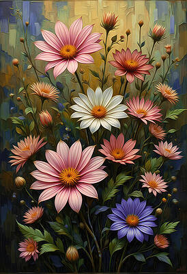 Vibrant Floral Arrangement Digital Art