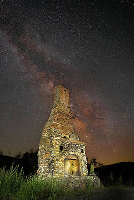 Abandoned Chimney Under Starry Sky Wall Art