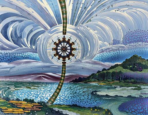 Surreal Landscape with Cosmic Elements Wall Art