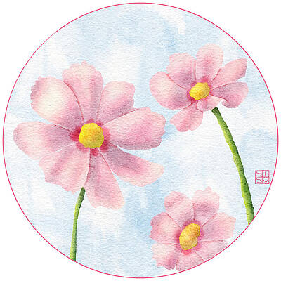 Flower Wall Art featuring the digital art Cosmos Flowers In Bloom by Snow Iris Studio