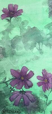 Tranquil Wall Art featuring the painting Cosmos by Judy Strickland