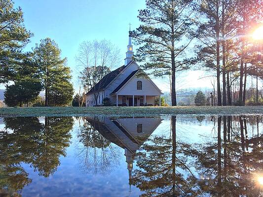 Country Wall Art featuring the photograph Country Church Reflections by Greg Lane