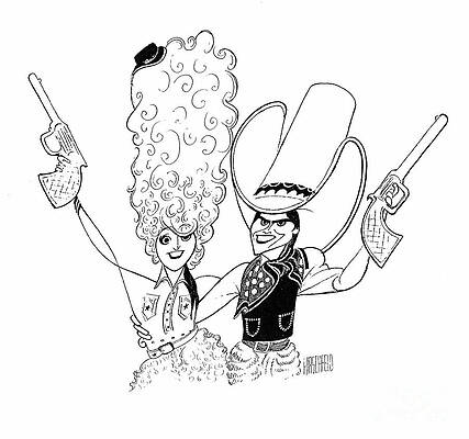 Wall Art featuring the drawing Country Duo by Al Hirschfeld