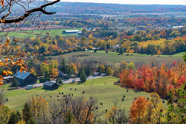Outdoors Photograph - Country Home In Fall Colours, Milton, Ontario by John Twynam